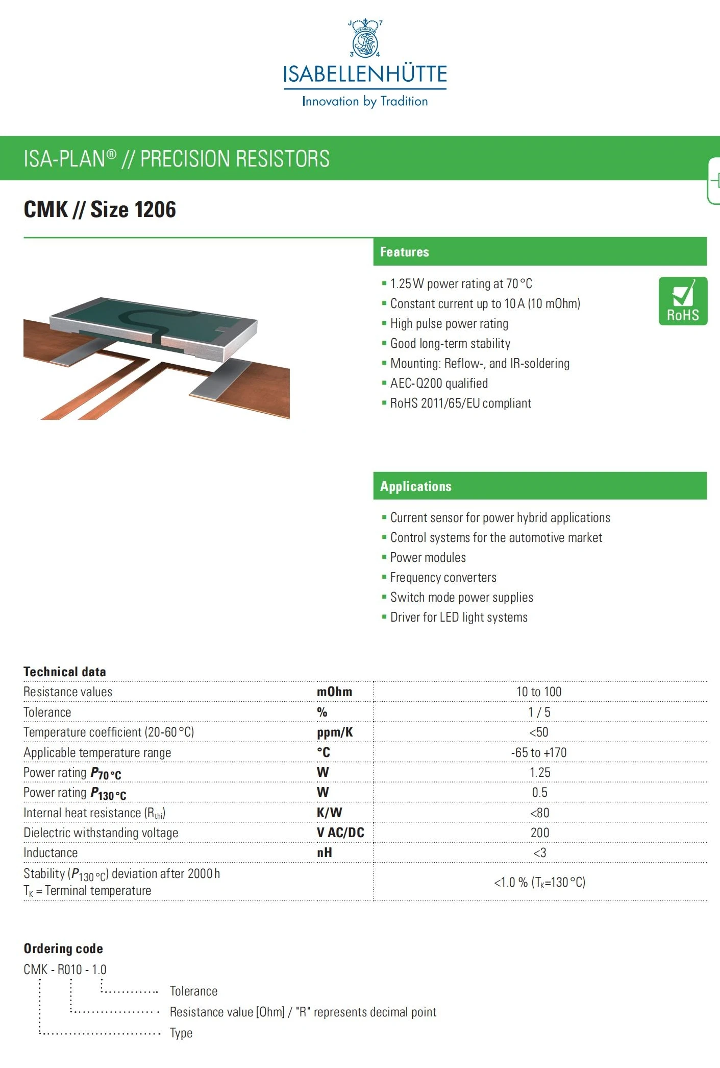 10 шт./лот Isabellenhuette CMK-R050-1.0 50 мОм CMK-R100-1,0 100 мОм ± 1 ...