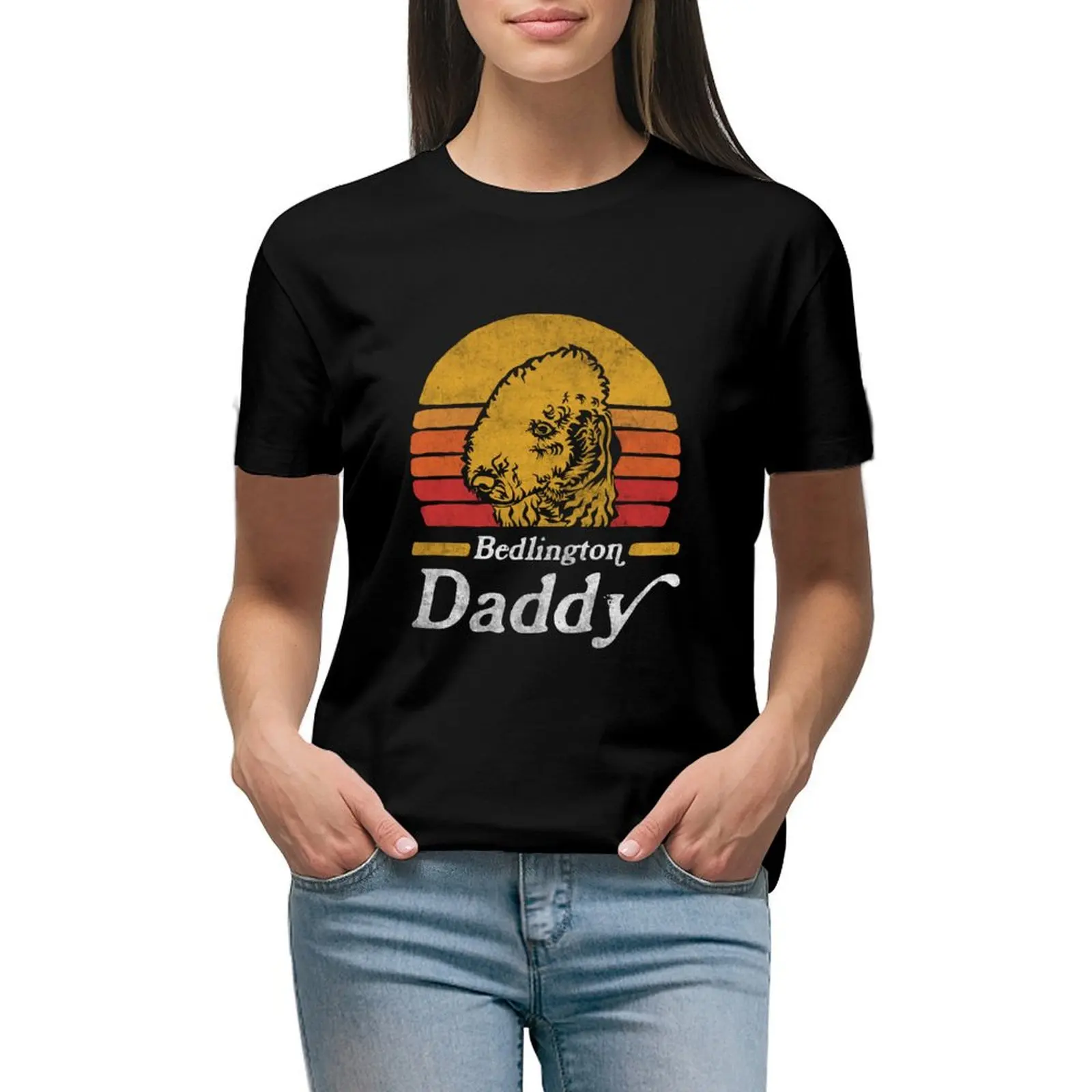 

Retro Vintage Bedlington Terrier Daddy T-shirt Aesthetic clothing tees graphics t shirt Women