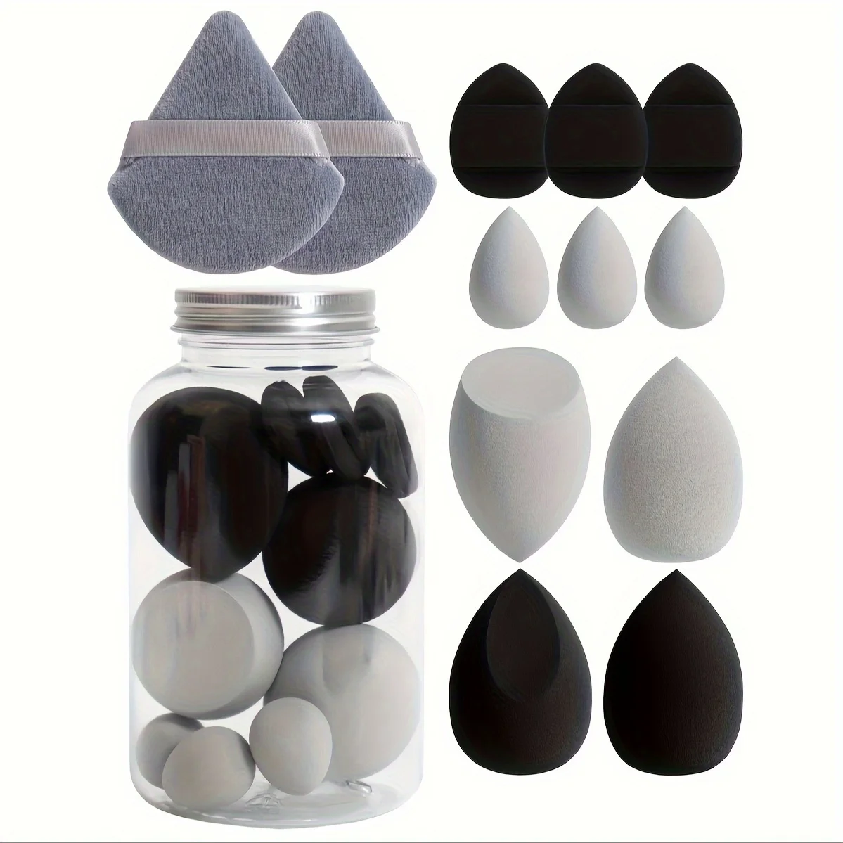 12Pcs Hydrophilic Sponge Set Salon-Grade Latex-Free for Foundation/Concealer | Travel-Friendly All Skin Types