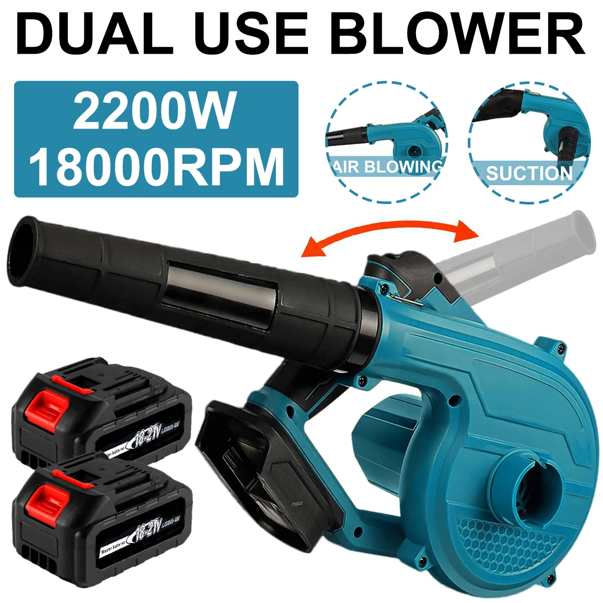 

2200W 2 IN 1 Garden Cordless Blower Rotation Vacuum Clean Air Blower For Dust Blowing Operat Power Tool For Makita 18V Battery