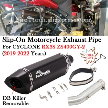 Slip-On For CYCLONE RX3S ZS400GY-2 2019 - 2022 Motorcycle Exhaust System Modify Escape Moto Muffler DB Killer Middle Link Pipe