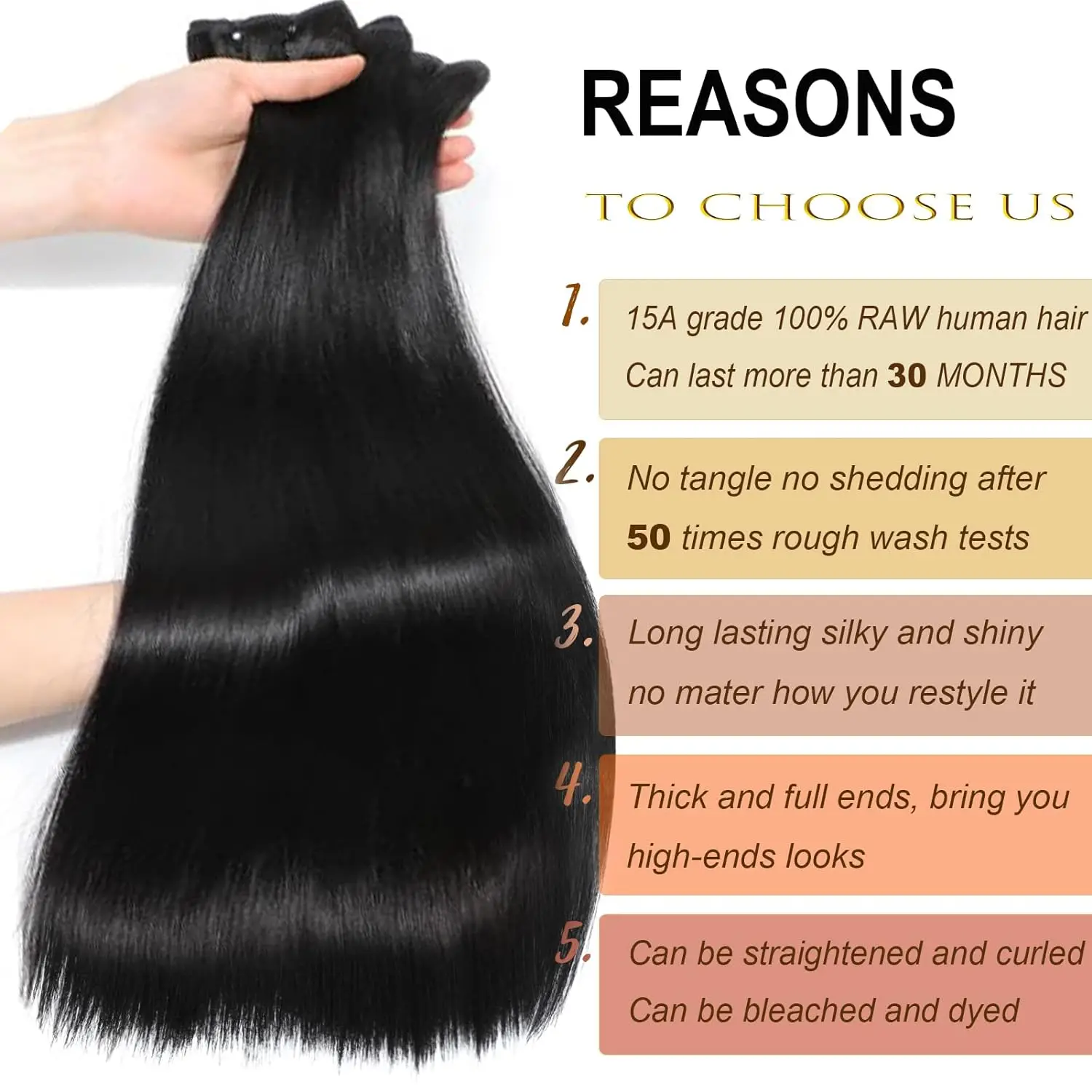 Human Hair Bundles 1 Bundle Super Double Drawn Straight 100% Human Hair 100g 10-26 inch Hair Extensions