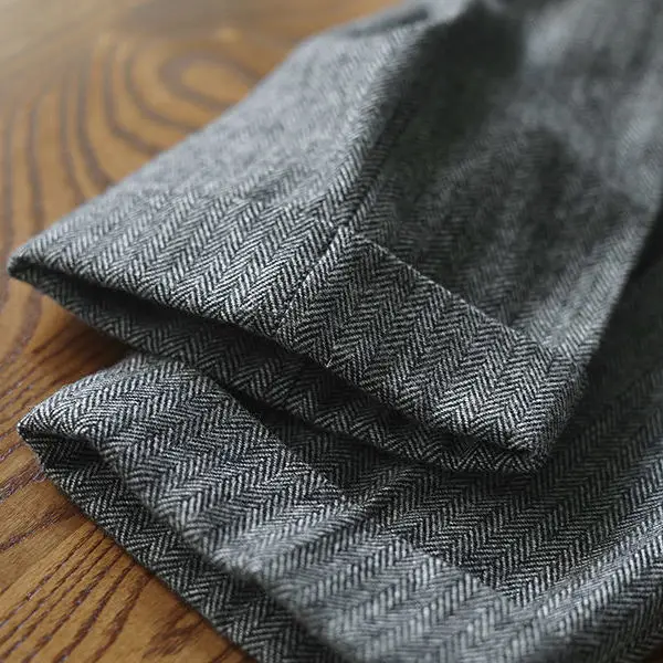 2024 Autumn Winter Men Trousers Long Pants Wool Tweed  Classic Office Straight Male Retro Herringbone Business Suit Pant Q16 2