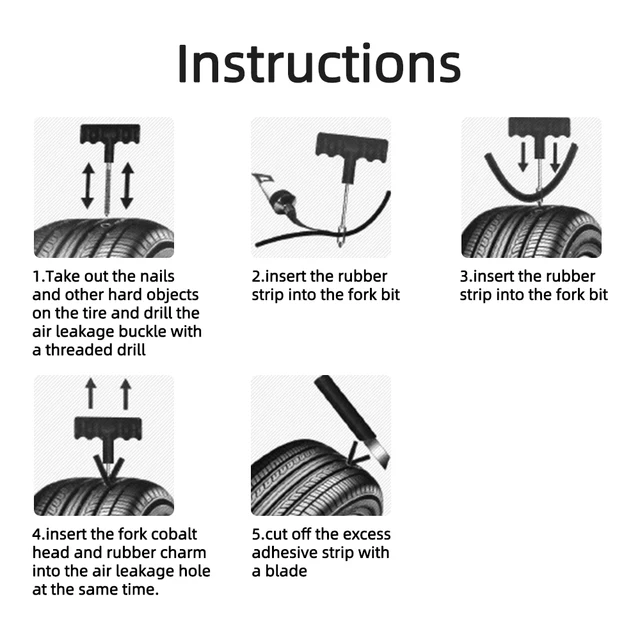 Car Tire Repair Tool Kit with EVA Storage Bag Garage Studding Tool Set Auto Motorcycle Tubeless Tyre Puncture Plug - Image 6