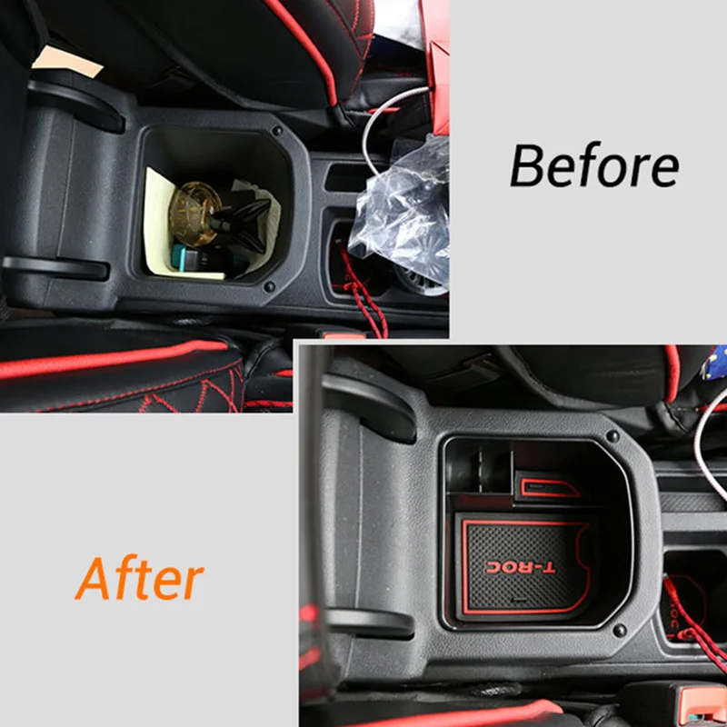 For Volkswagen VW T-ROC 2018 2019 2020 Console Armrest Central Storage Box Armrest Box Container Glove Organizer Cas