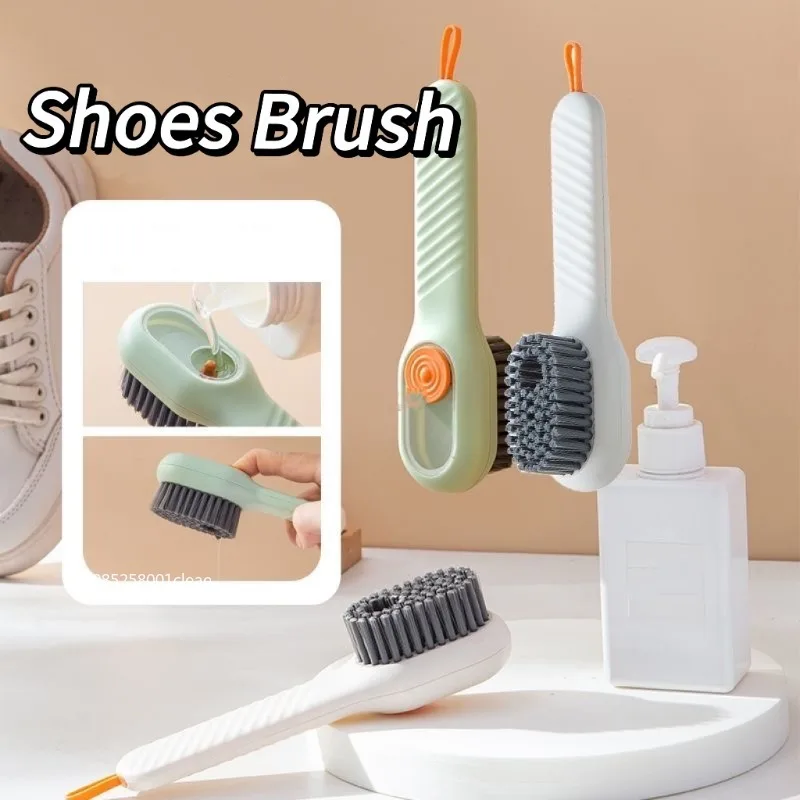 1pc Press Automatic Liquid Out Brush Multifunctional Long Handle Brushes Soap Dispenser Household Shoes Clothes Cleaning Tools