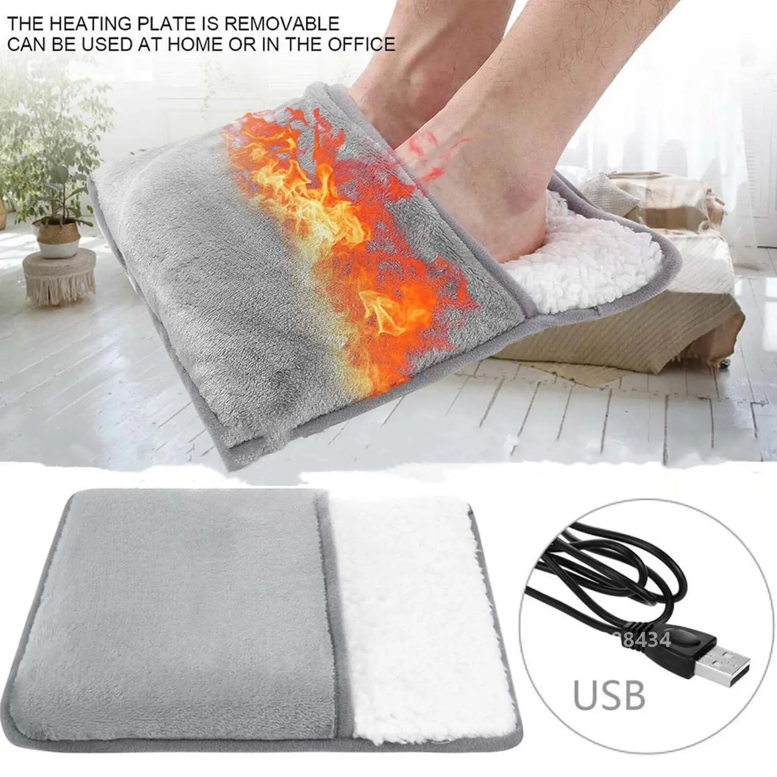 Description Picture 6 of itemWinter Universal Electric Foot Heating Pad USB Charging Washable Household Foot Warmer Heater Soft Plush Foot Warming Mat 29cm