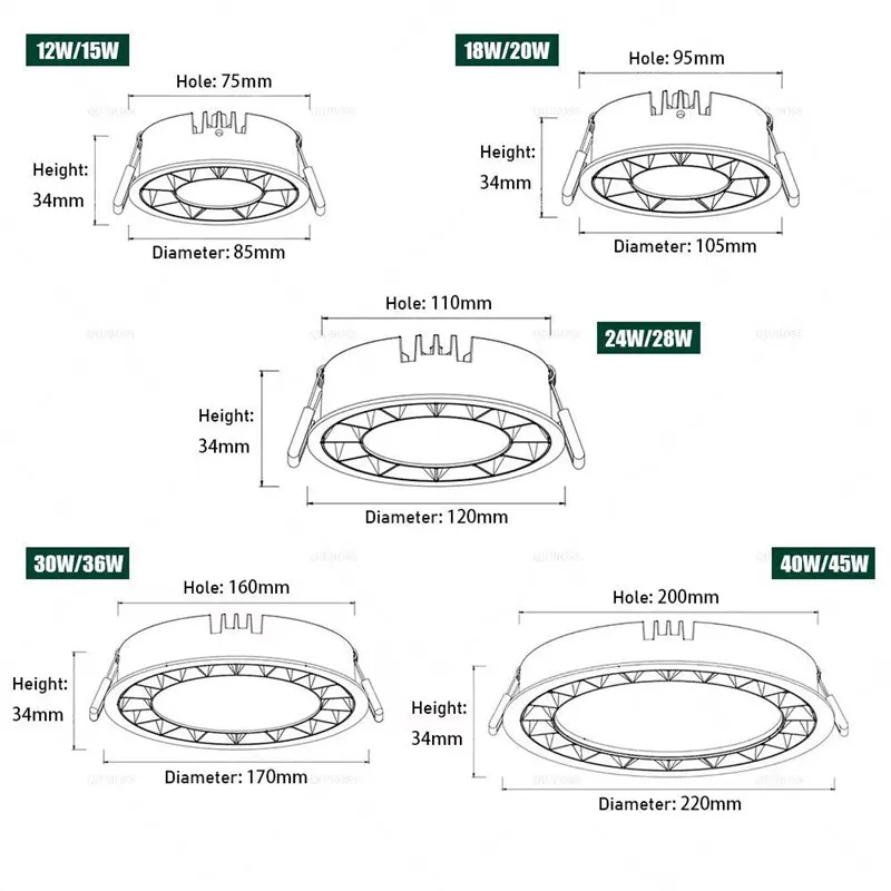 outdoor downlights QIUBOSS Modern LED Grille Light AC220V Recessed Led Downlight Dimmable Household Spotlight 30W Embedded Lighting Lamp for Indoor outdoor downlights