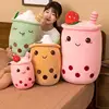 23cm Cute Cartoon Bubble Tea Plush Toy Stuffed Food Milk Tea Soft Doll Boba Fruit Tea Cup Pillow Cushion Kids Toys Birthday Gift 1