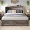 Murphy Bed, Cabinet Bed with Charging Station Large Storage Drawer for Home Office or Room, Hideaway Full Foldable Platform Bed 6