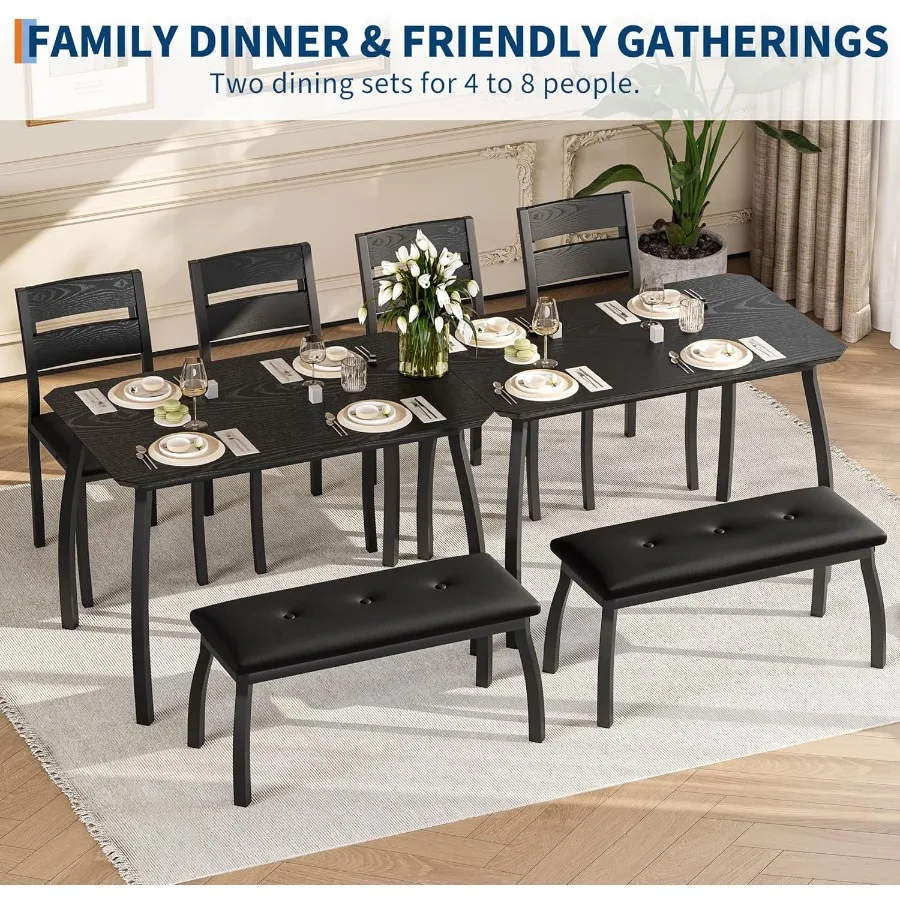 4-Piece Dining Table Set with Bench 6