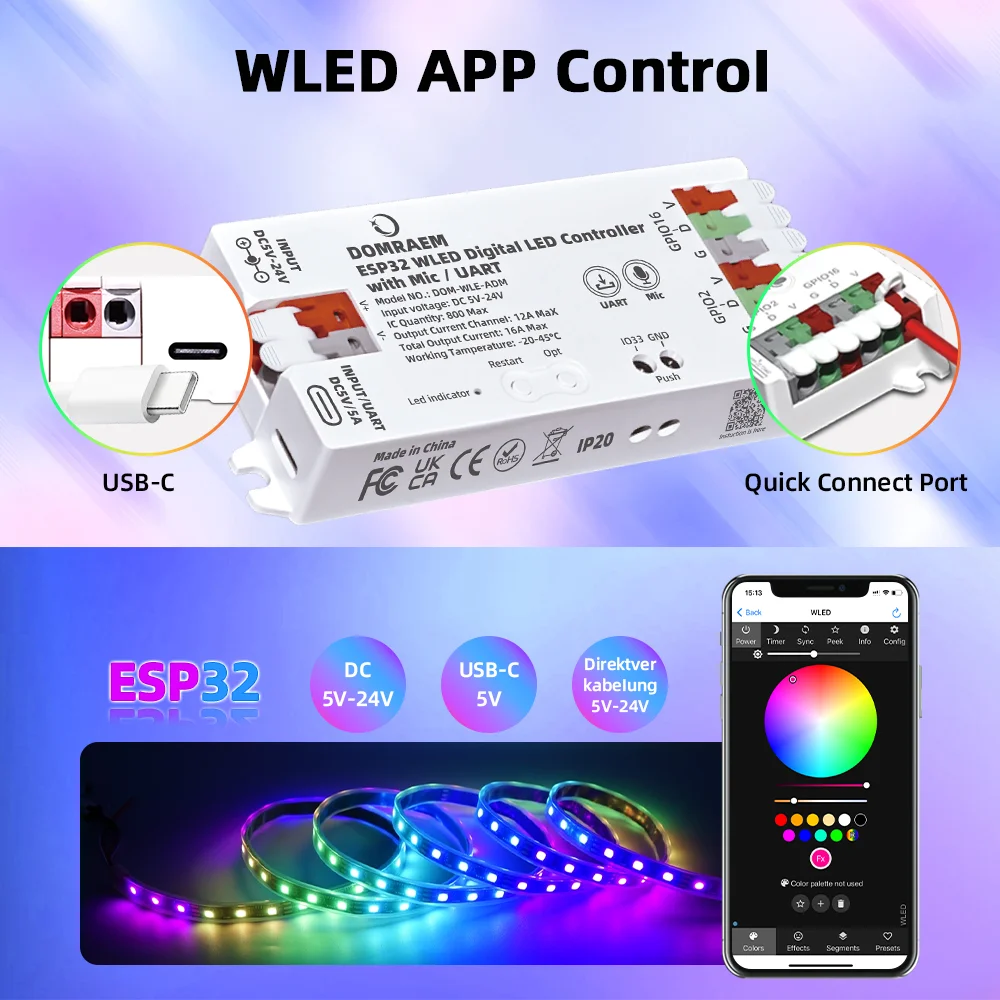 รูปสินค้า คอนโทรลเลอร์ LED ควบคุมผ่านเสียงและ MQTT