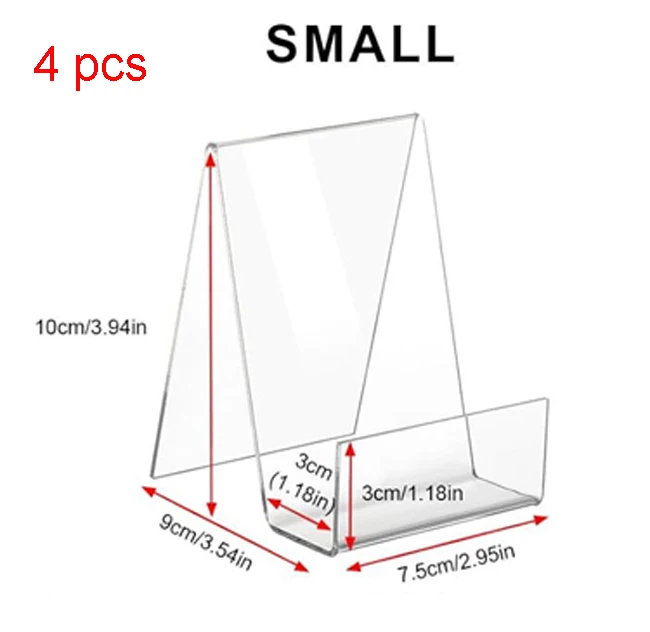 4pcs Clear Acrylic Book Display Stand Photo Frame Brochure Artwork Phone Holder Organizer Desktop Storage Rack
