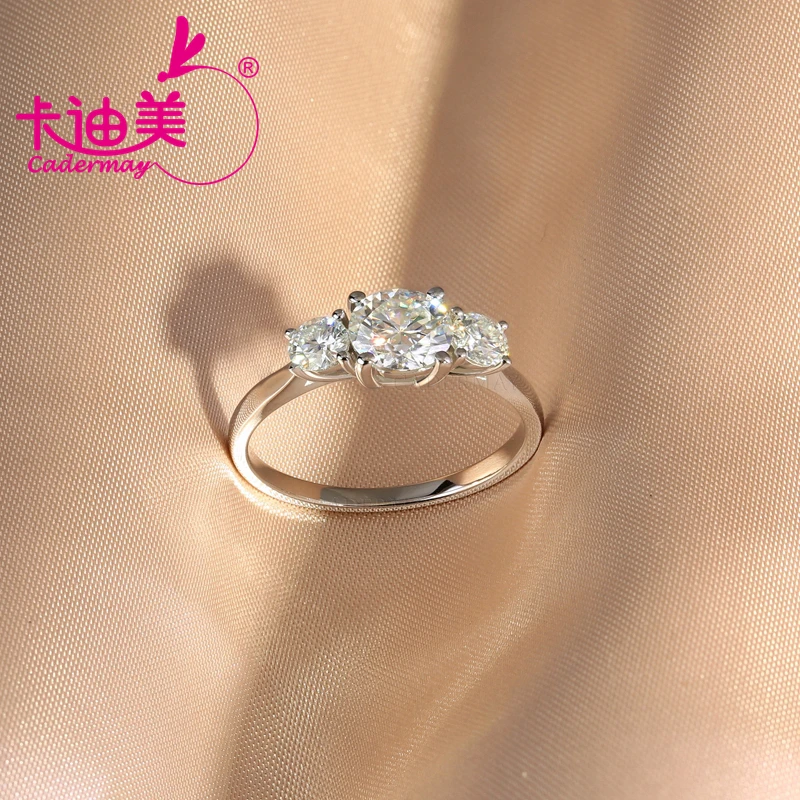 

CADERMAY S925 Sterling Silver D Moissanite Ring For Women 3 Stone Diamond Ring 4mm 5mm Engagement Wedding Ring Gifts