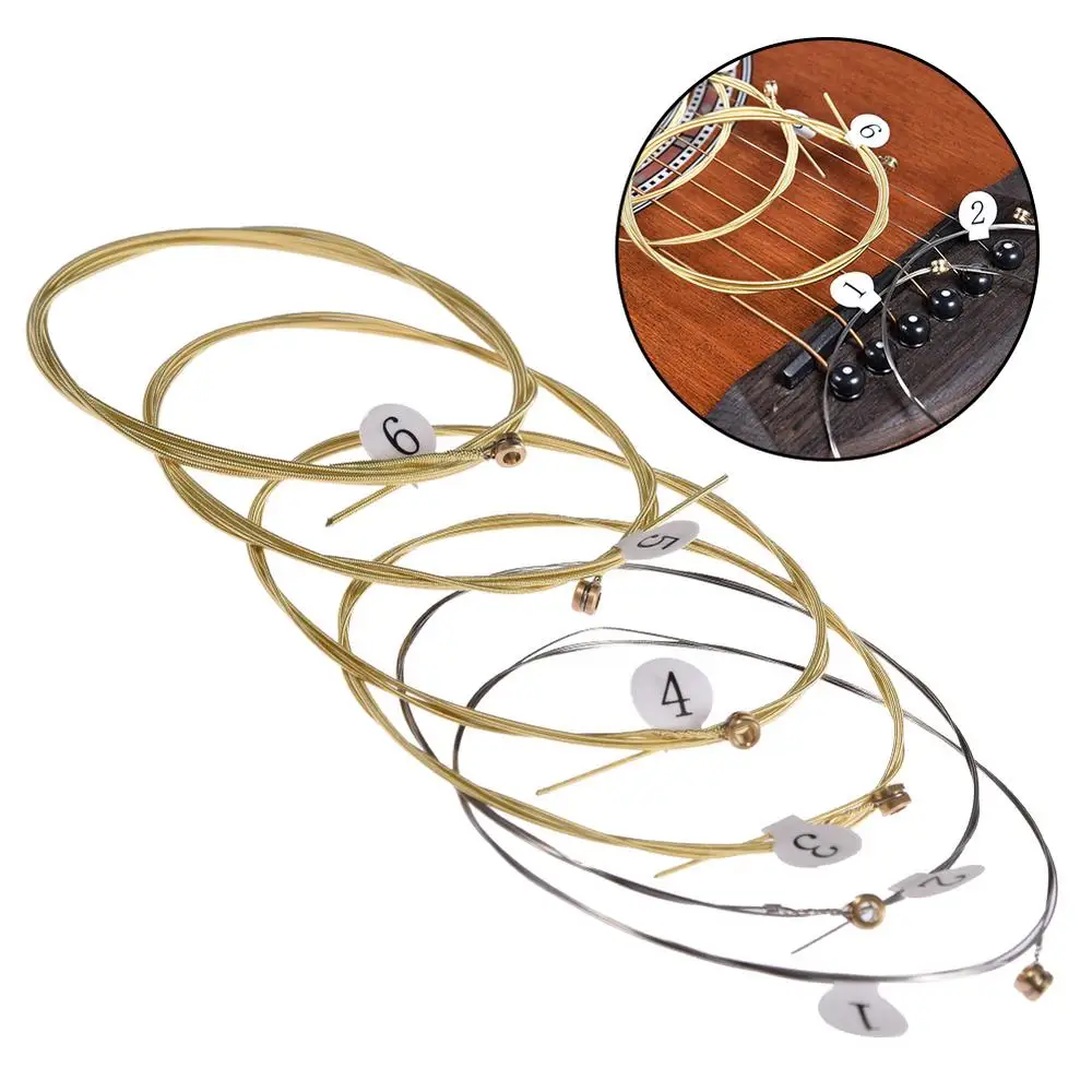 Description Picture 3 of item6pcs/set Universal Acoustic Guitar String Brass Hexagonal Steel Core Strings For Musical Instruments Guitars Strings Guitar Part