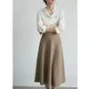 Solid Simplicity Elegant A-line Skirt Spring Autumn New High Waist Zipper Temperament Half Skirt Casual Fashion Women Clothing 6