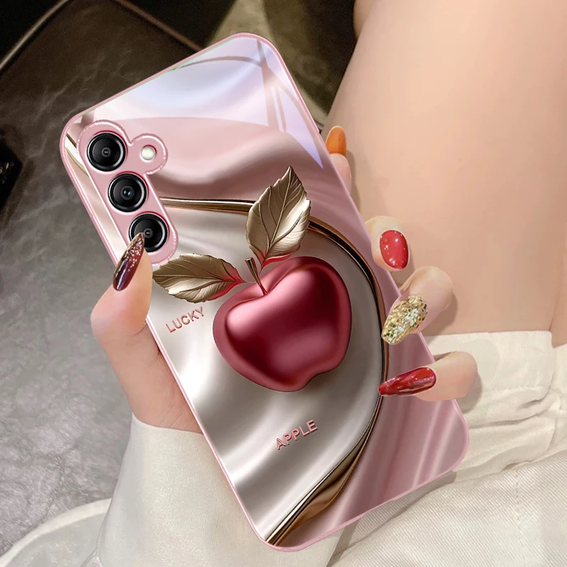 Sleek Black Apple Design Glass Phone Case
