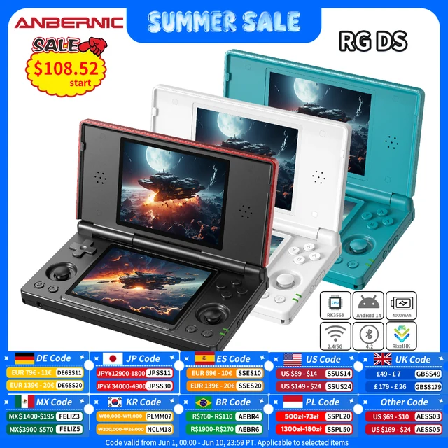 ANBERNIC RG DS Console de jeu portable RK3568 64 bits 4 "IPS écran multi-touch Android 4000 mAh double écran lecteur de jeux vidéo rabattable 1