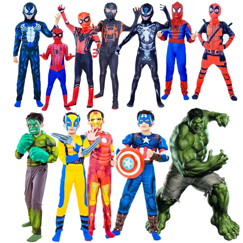 Halloween Children's Avengers Hero Spiderman Deadpool Venom Panther Cosplay Costume, Boy and Girl Party Holiday Cosplay Costume anime halloween costumes