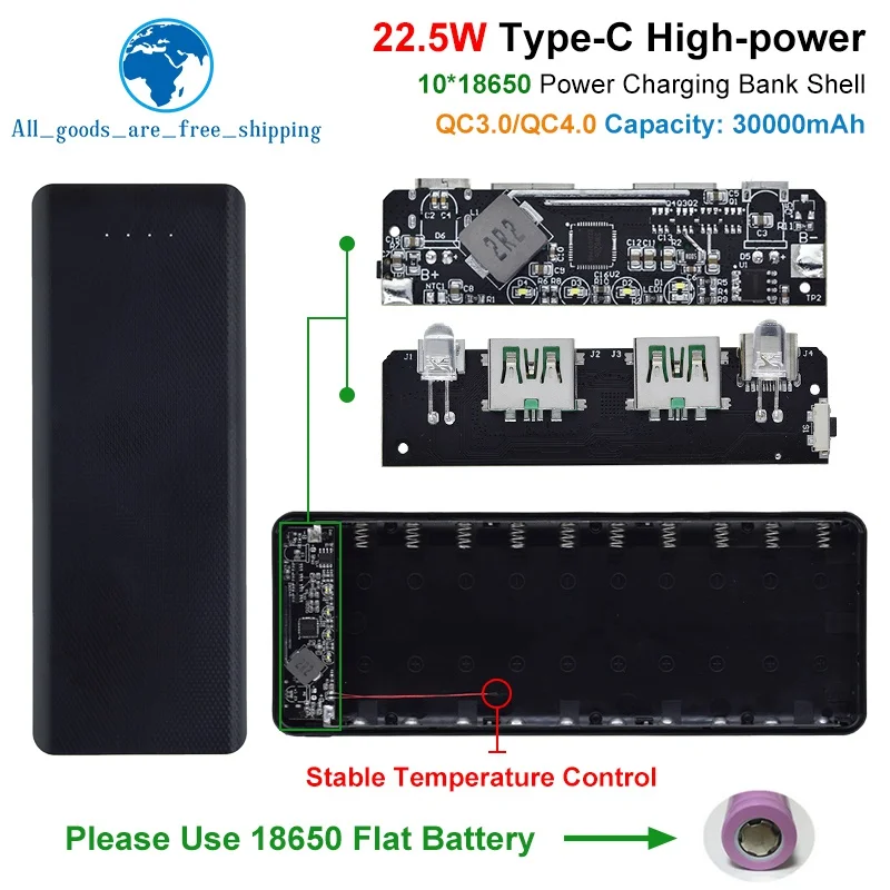 Caixa de Bateria TZT Power Bank QC4 0 QC3 0 Dual USB Micro Tipo C USB jpg caixa-de-bateria-tzt-power-bank-qc4-0-qc3-0-dual-usb-micro-tipo-c-usb-jpg