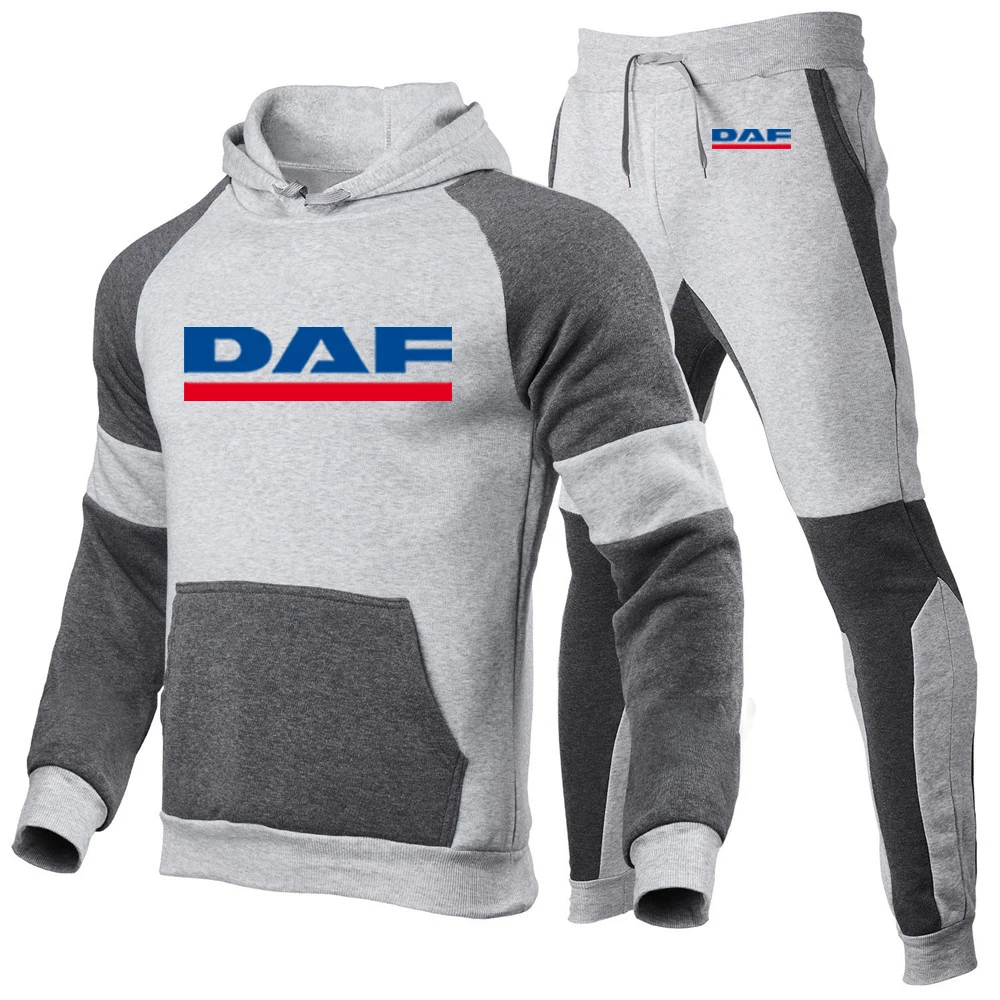 DAF TRUCKS COMPANY TRUCKER Printing Fashion 2023 New Man's Cotton Splicing Tracksuit Leisure Sweatshirts Sweatpants 2-Piece Set