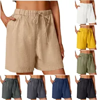 Summer Fashion Casual Wide Leg Shorts Women Cotton Linen Quick Dry Straight Leg Pants Female Versatile Quick Dry Loose Shorts 1