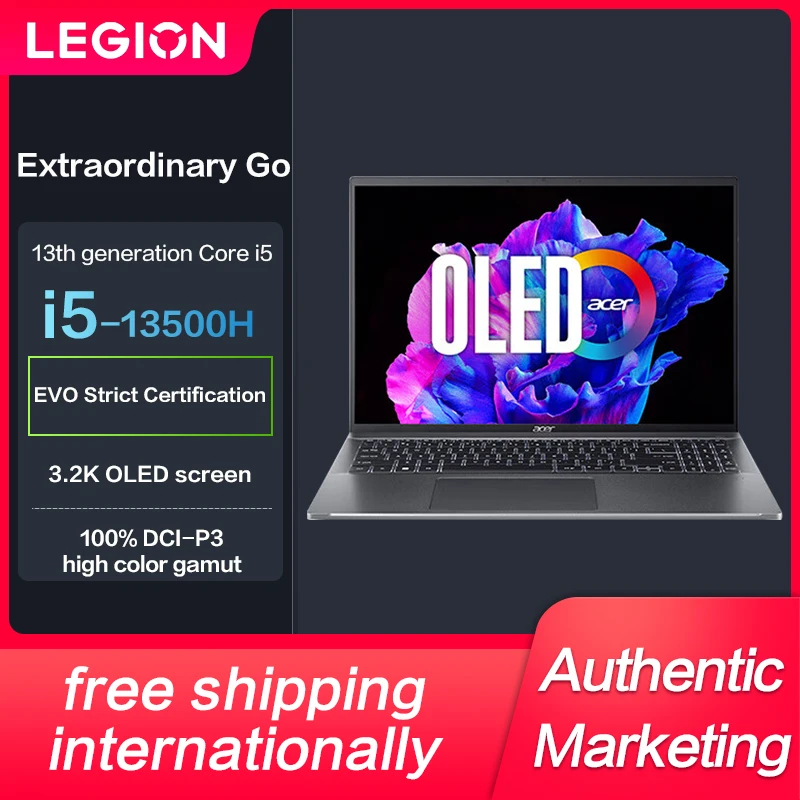 

New Acer Extraordinary Go 2023 Slim Laptop Intel I5-13500H Iris Xe 16-inch IPS Full Screen OLED 3.2K Notebook