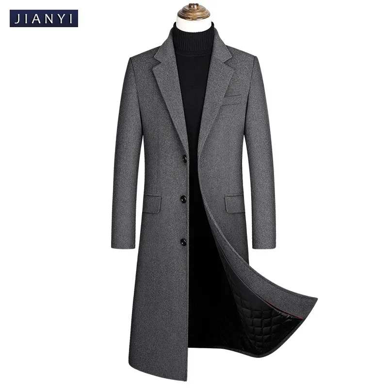 Men's Windproof Single Breasted Korean Version Slim Fitting Long Knee Thick 30% Wool Woolen Coat Business Casual Long Parka warmth coat casual men jacket