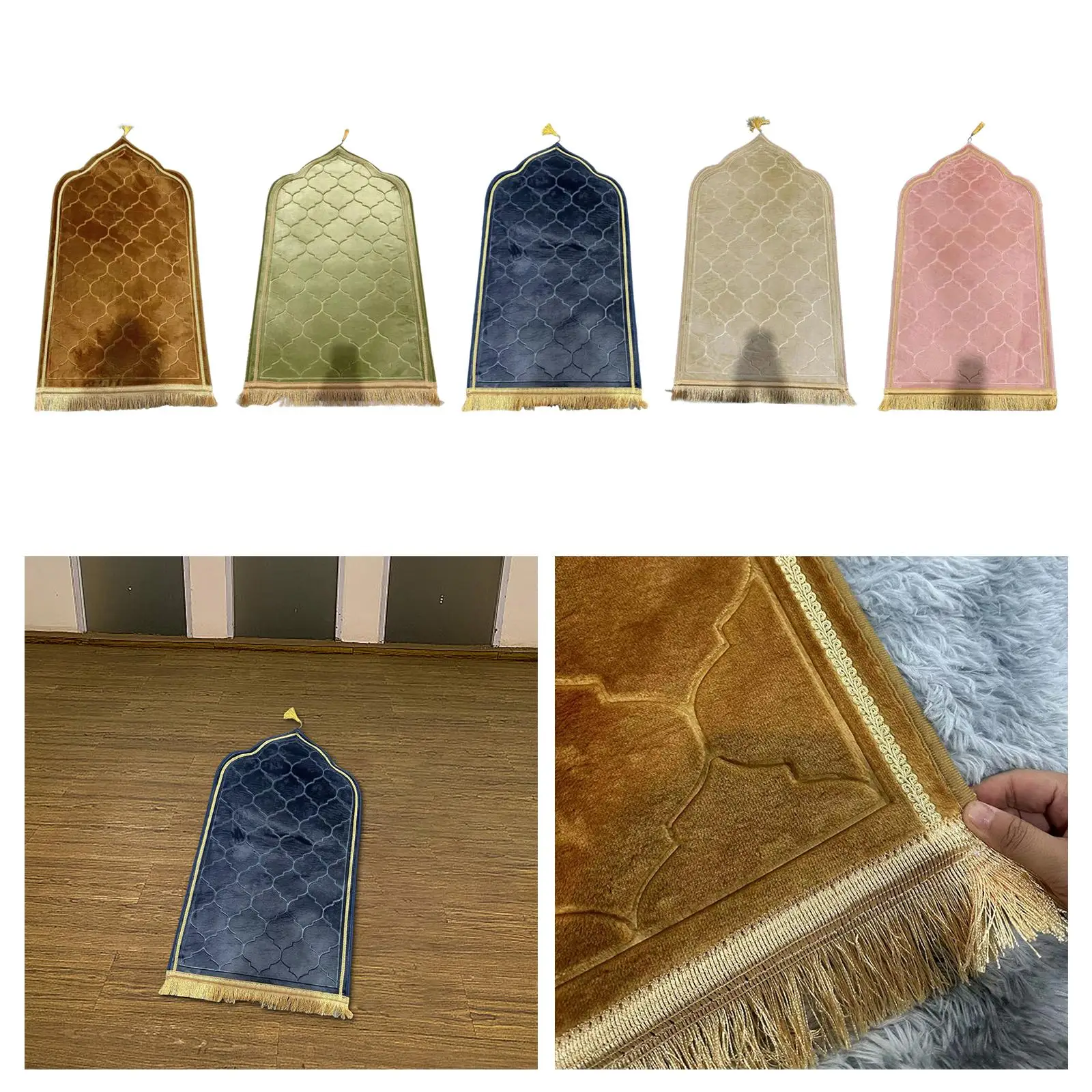두꺼운 예배 무릎 바닥 깔개, 부드러운 라마단 선물, 가정 장식, 플란넬 무슬림 기도용 깔개