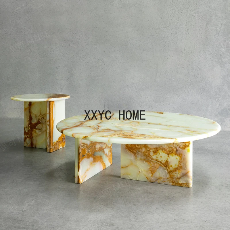 

Натуральный серый нефритовый мраморный кофейный столик светильник роскошный высококачественный скандинавский журнальный столик для гостиной