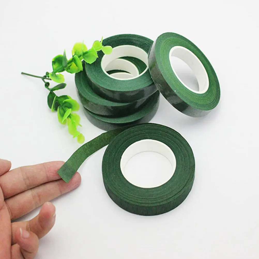 12 롤 꽃 테이프 녹색 크레이프 종이 테이프 꽃다발 꽃꽂이 DIY 웨딩 장식 줄기 포장 꽃집용