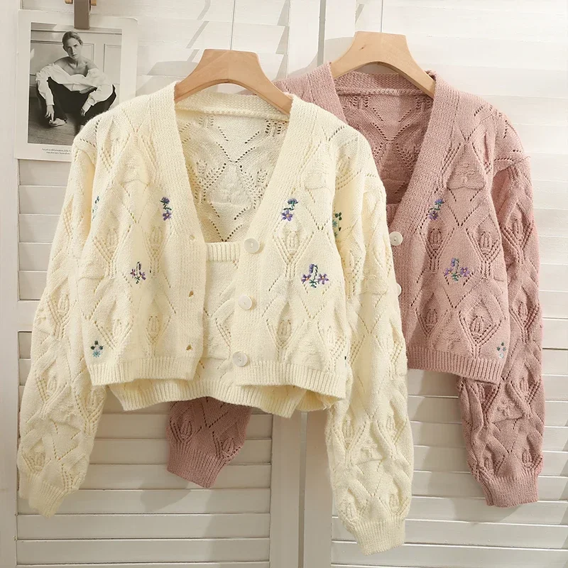 Floral Embroidery Knit Cardigan | Vintage Floral Cardigan