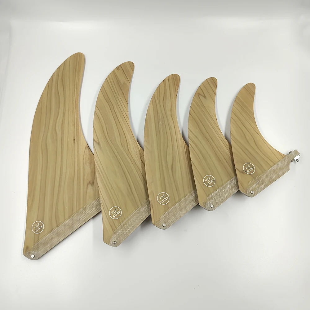 Bamboo Sup Board Fin 6-10.25inch Central Single Surfboard Fin Longboard Paddle Board Fibreglass With Screw Stand Up Paddle