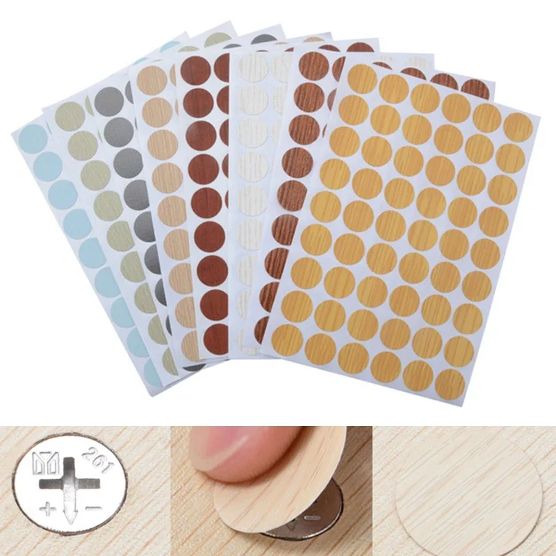 Furniture Stickers 54Pcs Wooden Self Adhesive Screw Cap Cover Hole Wood Craft Desk Cabinet Drawer Art Ornament