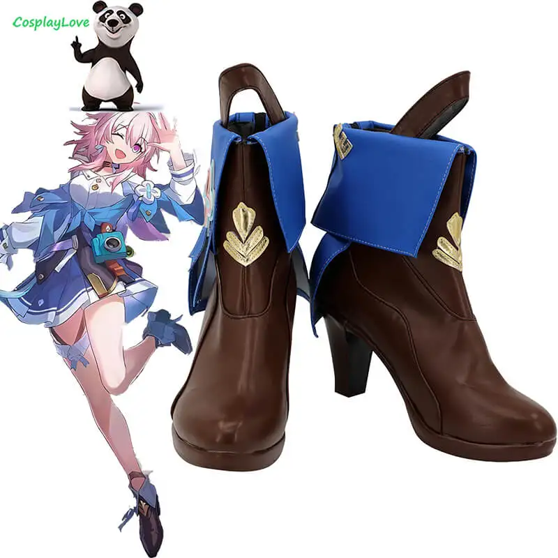 

CosplayLove Honkai: Star Rai March 7th Cosplay Shoes Brown Long Boots Leather Custom Made For Chirstmas Halloween Gift