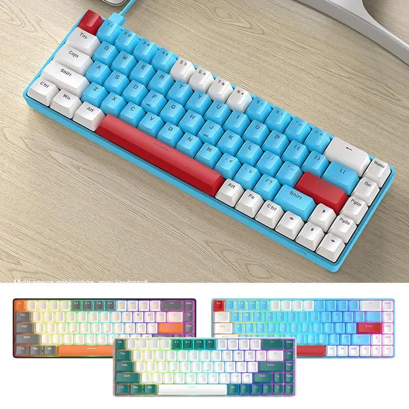 

60 Percent Mechanical Keyboard Wired Compact Backlight Mechanical Keyboard Ergonomic Design Small Keyboard For Window Gamers PC