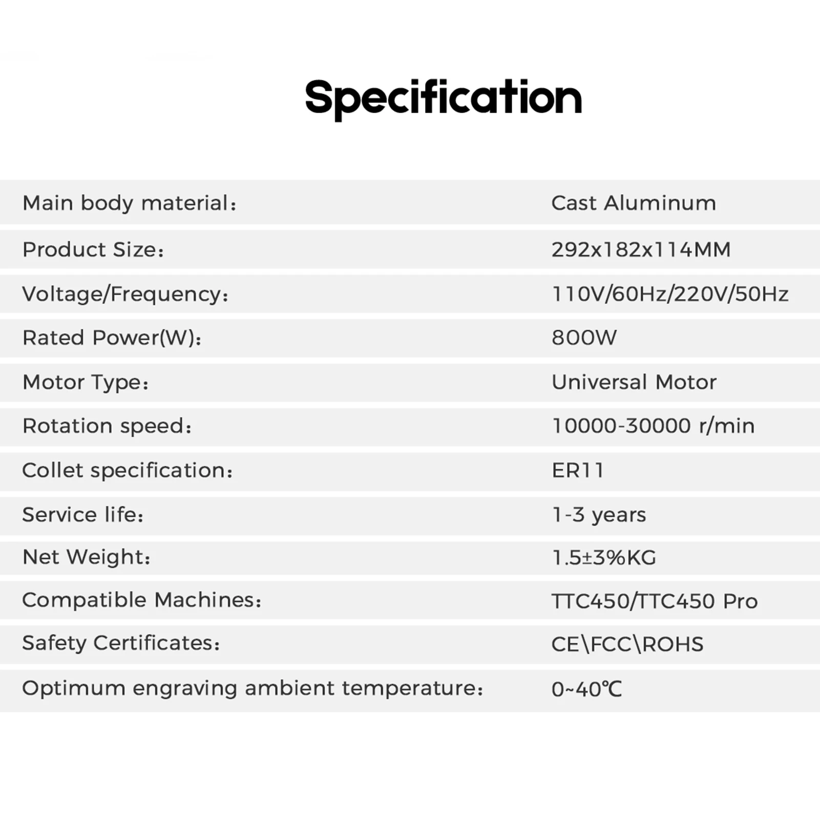 Graviermaschine Spindel-Trimmmaschine 800 W hohe Geschwindigkeit mit Klemme Holzbearbeitung Fräser Zubehör Befestigungssitz – Detail 8