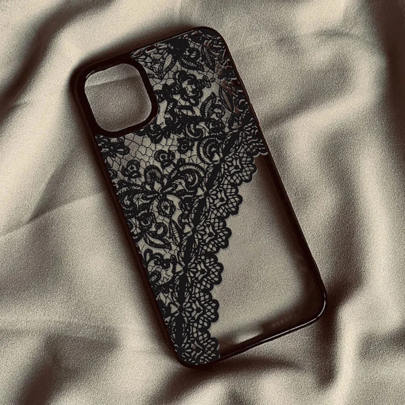 Trendy Lace Polka Dot Shockproof Phone Case – Transparent TPU Protective Back Cover