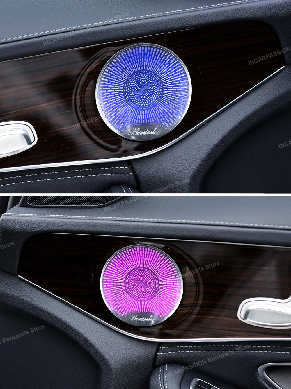 LED 에어 벤트 앰비언트 라이트 커버, 메르세데스 E 쿠페 C238 2017-2023, 64 색, 4D 회전 트위터 스피커