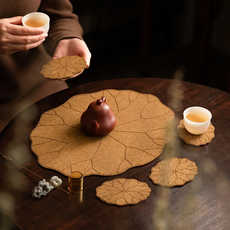 New Chinese cotton and linen lotus leaf coaster coaster home kitchen insulation mat storage mat tea
