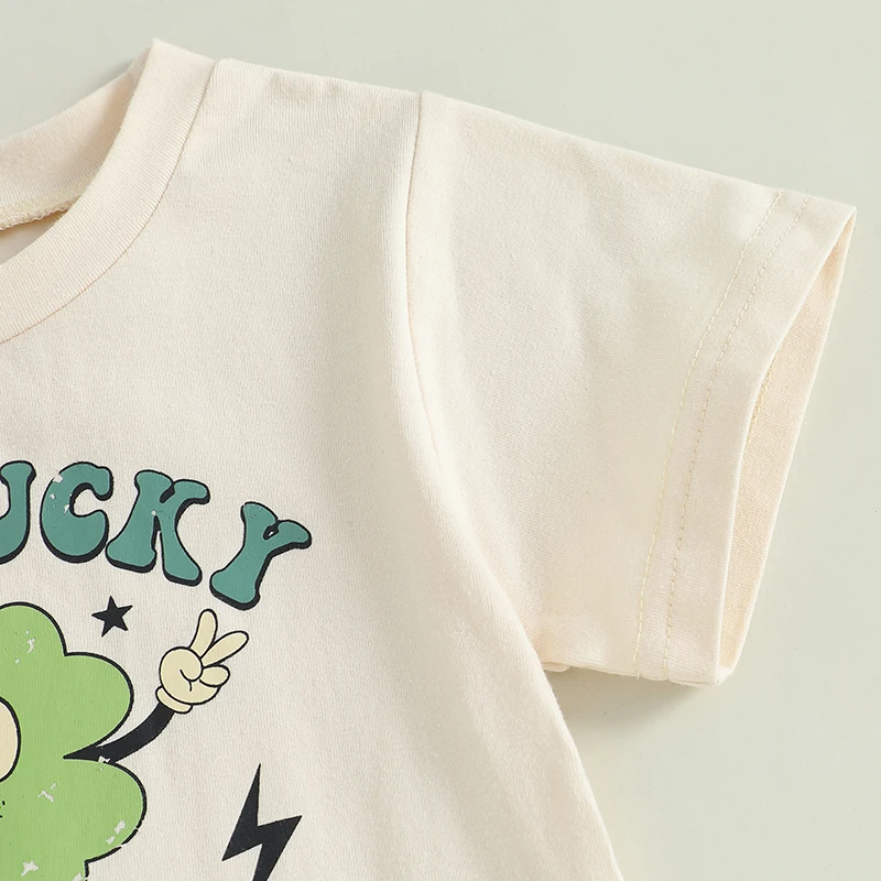 Toddler Boy Short Sleeve T-shirt Crew Neck Cotton Tee with Dinosaur Print for Summer Casual Daily Wear Outfit
