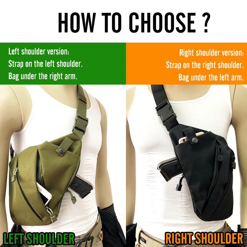 Underarm Sling Bag For Men Conceal Carry Crossbody Tactical Chest Molle Tool Bag