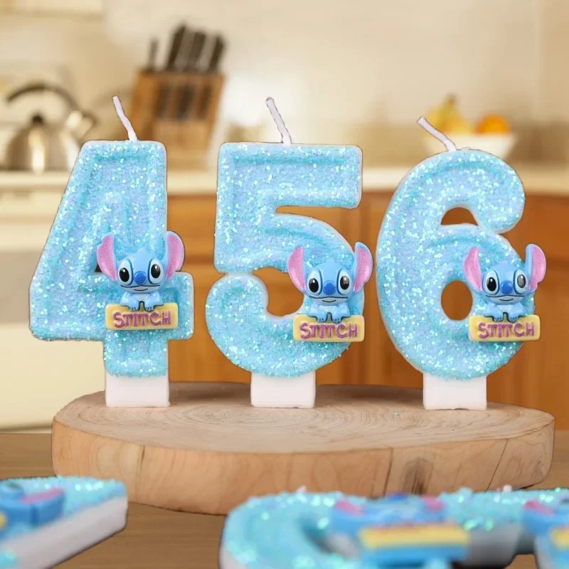 Anime Lilo & Stitch 0-9 Number Candle Cute 3D Stitch Cartoon Character Party Cake Plug-in Birthday Cake Decoration Gift