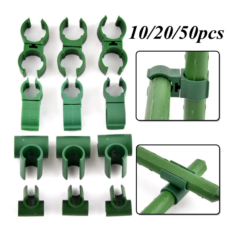 Plant Clips 10/20/50pcs Garden Cross Clip Plastic Fastener 8/11/16/20mm Plant Support Connecter Clamp Rod Adjustable Fixed Buckle Trellis