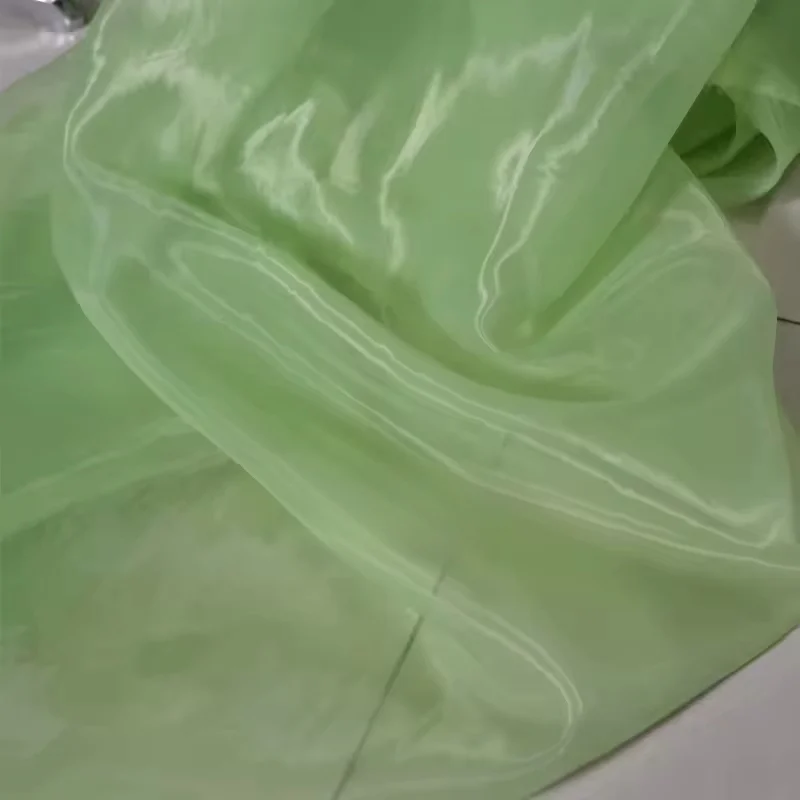 Elegant Sage Green Matte Sheer Organza Fabric for Bridal and Formal Wear