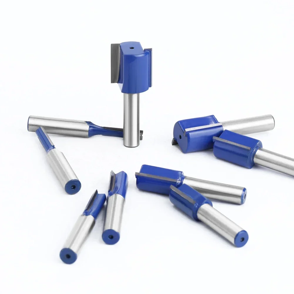 생크 라우터 비트 더블 플루트 우드 밀링 커터, 탄소강 및 합금 스트레이트 트리밍 커터, 목공 도구, 8mm