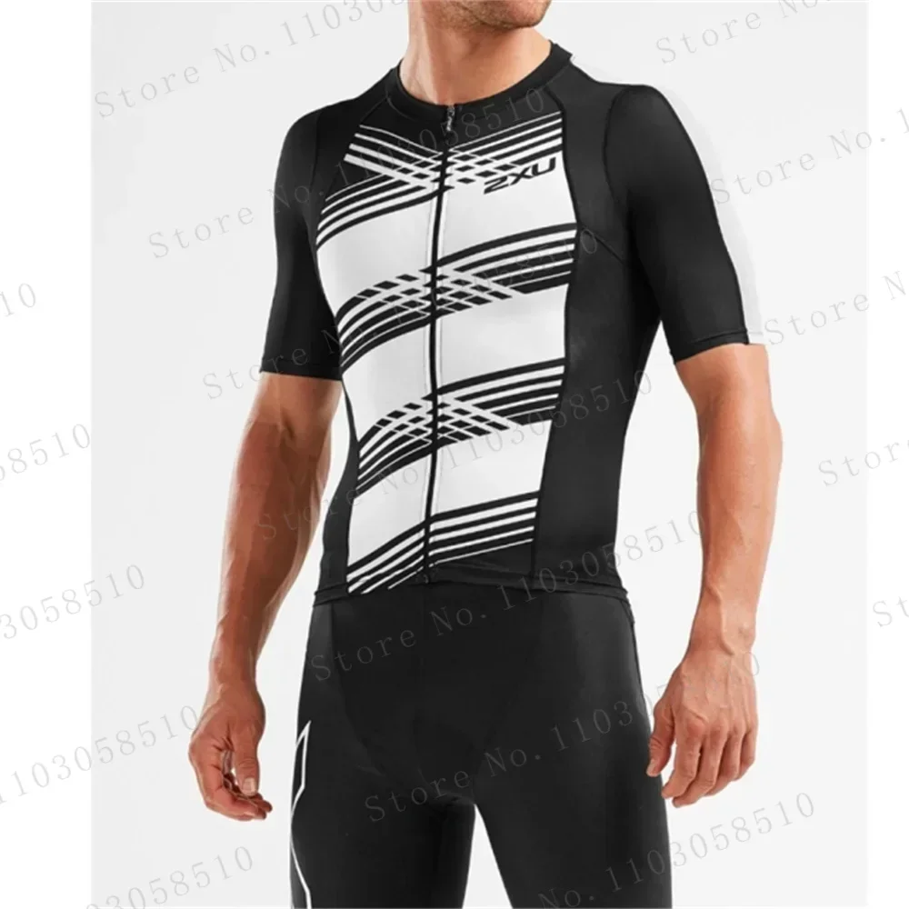 zxuful Black White Triathlon Suit Men's Road Bike Cycling Clothing Ropa De Ciclismo Road Cycling Set Skinsuit Jersey Set