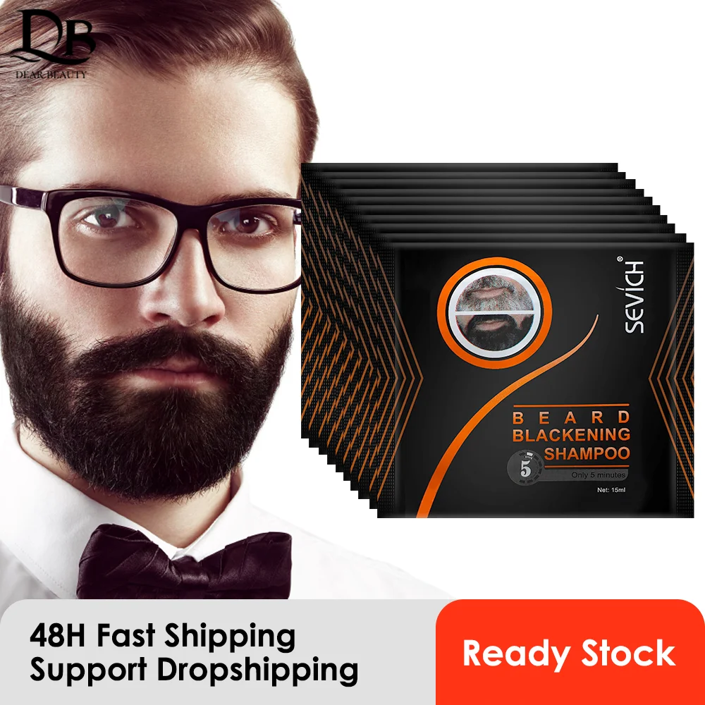 Hair Dye Shampoo 5 Minutes Men Efficient Blackening Beard Coloring Nourishing Beard Shampoo Dye Herb Natural Repair Faster Hair Color Dye 10pcs