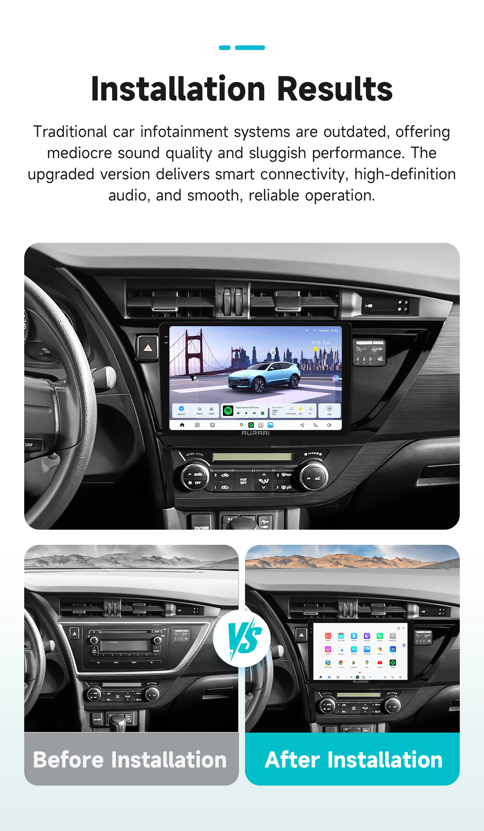 AURAAI X100 Android Auto Intelligente Bildschirm für Toyota Corolla Auris 2013-2016 Auto CarPlay 4G BT GPS DSP ADAS 360 ° NOCK UNIS7870 – Detail 3