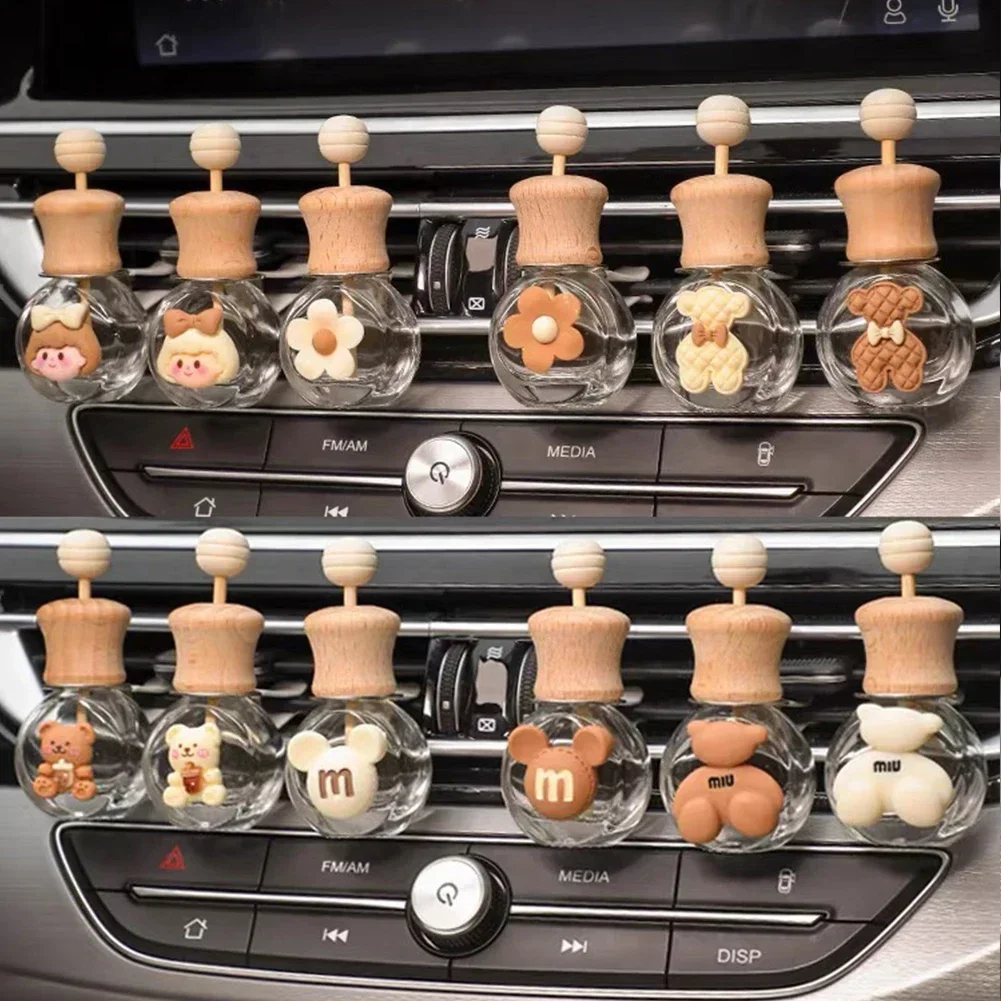 Fashion Car Hanging Perfume Pendant Fragrance Air Freshener Empty Glass Bottle For Essential Oils Diffuser Auto Ornaments Tools